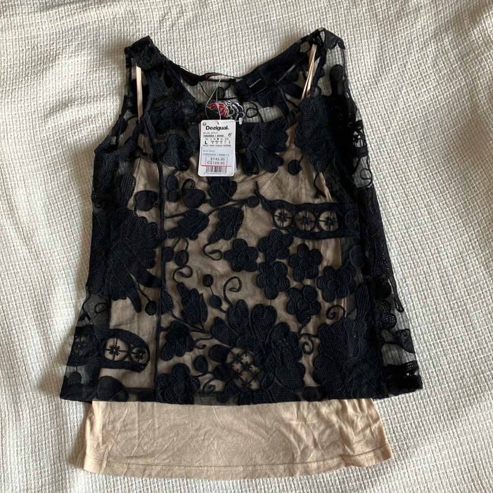 Desigual floral tank with tan tank under!